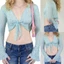 PCF * Thanh Lịch Ren Hoa Shrug Chống Nắng loe Tay Áo Mùa Hè Dây Buộc Mặt Trước Màu Trơn Crop Cardigan Cho Wo