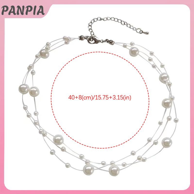 PANPIA-Pháp Phong Cách Nhẹ Sang Trọng Thanh Lịch Niche Thiết Kế Ngọc Trai Nhiều Lớp Mặt Dây Chuyền Vòng Cổ Thời Trang Nữ Ngọt Ngào Phụ Kiện Trang Sức Quà Tặng