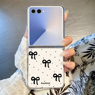 Ốp điện thoại Trong Suốt Họa Tiết Nơ Màu Hồng Cho Samsung Galaxy Z Flip 7 Flip 6 Flip 5 Flip 4 Flip 3 Trong Suốt Cứng PC Gấp Ốp điện thoại Cho Samsung Z Flip7 Z Flip6 Flip5 Flip4 Flip3