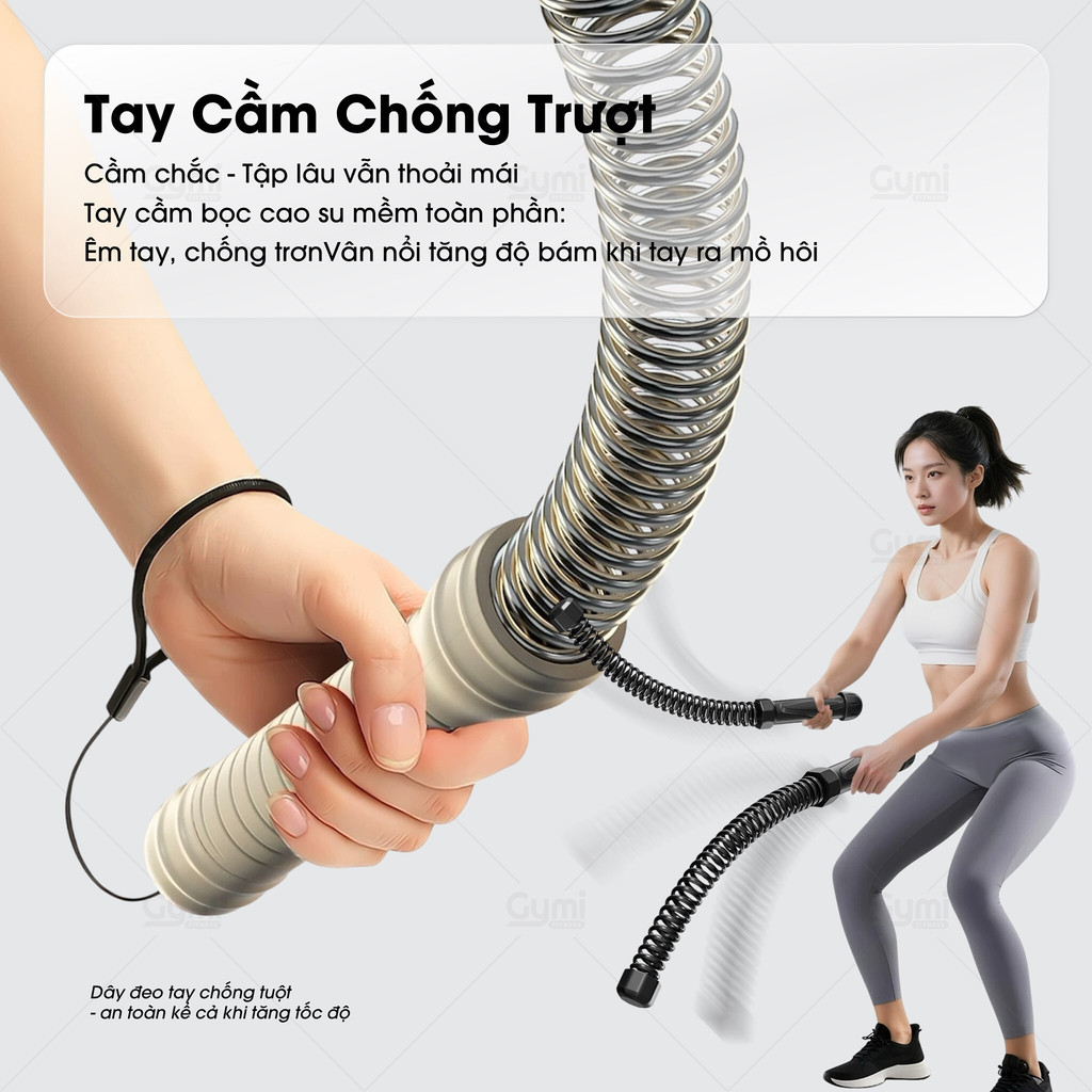 Gậy Tập Tay Lò Xo Thể Lực -Thanh Tập Thể Lực -Dụng Cụ Thể Lực Không Dây Tại Nhà-Cordless Battle Rope - GayTheLuc