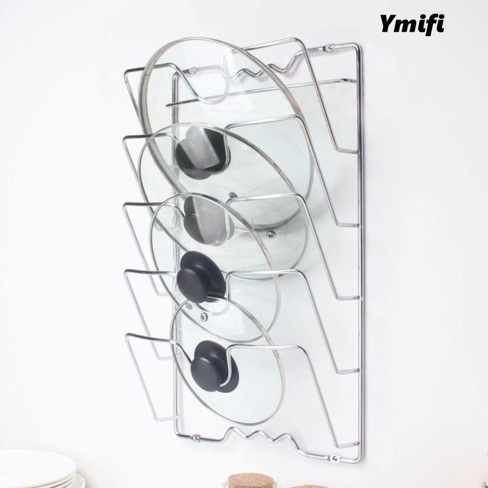 Giá đỡ nắp YMIFI, Giá đỡ nắp chậu tiết kiệm không gian treo tường, Giá đựng đồ nhà bếp treo đa chức năng