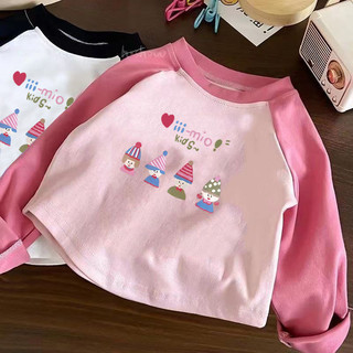 Mùa Xuân Thu Trẻ Em Cotton Nguyên Chất Dài Tay Áo Thun Màu Sắc Tương Phản Bé Trai Bé Gái Hoạt Hình Thời Trang Trung Nhỏ Trẻ Em Đáy Áo Sơ Mi Top