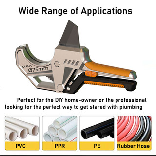 Kéo cắt ống nhựa 63-75mm, hỗ trợ mở nhanh, phù hợp với ống PVC/PPR/PE, hiệu quả và bền bỉ