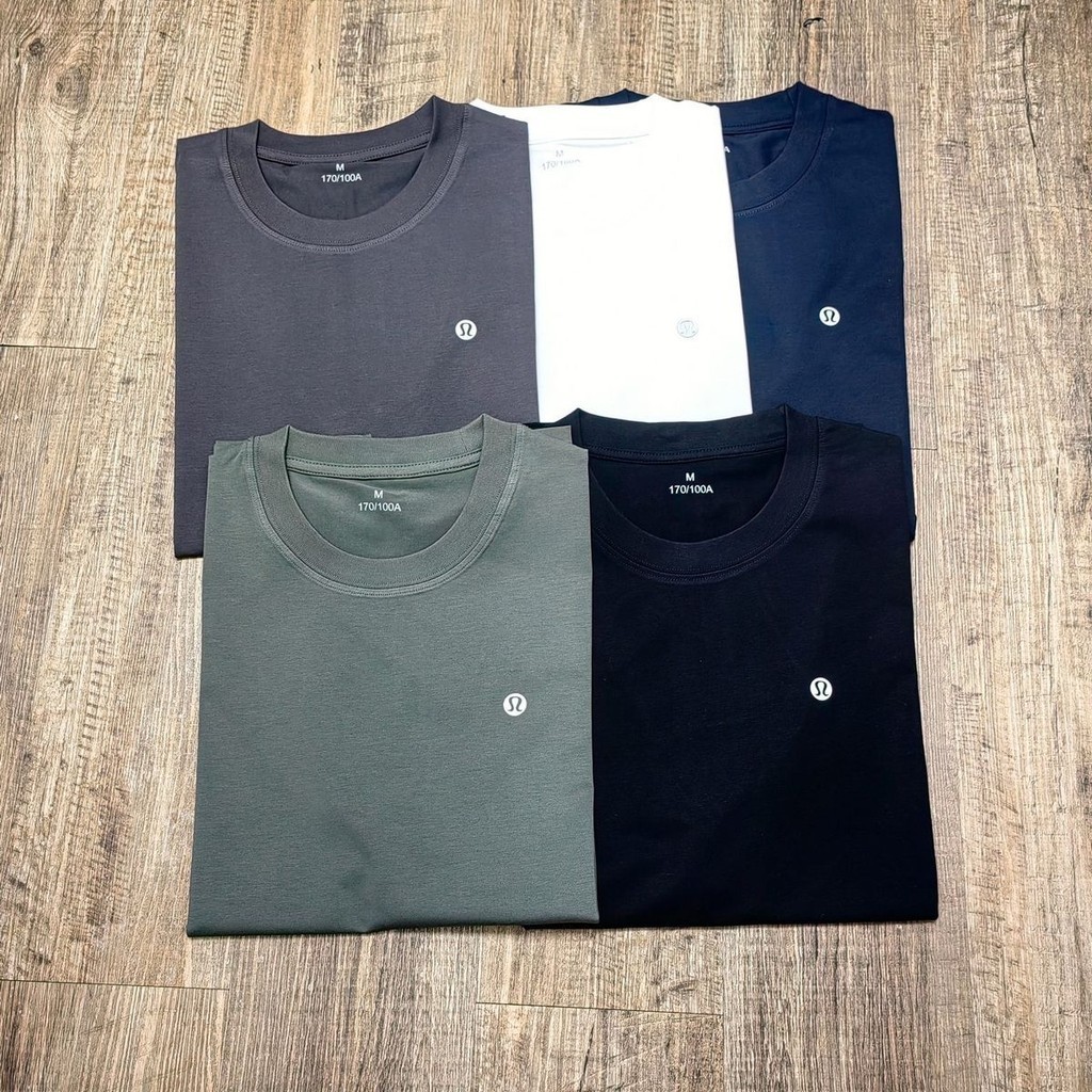 Lulululem Phong Cách Mới Nam Cotton Nguyên Chất Thoải Mái Thoáng Khí Phù Hợp Với Cổ Tròn Ngắn Tay Áo Thun