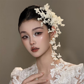 Mũ đội đầu cô dâu phong cách Trung Quốc, vẻ đẹp cổ điển với kẹp tóc phong lan chuông trắng