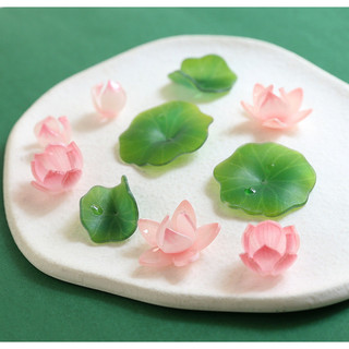 Mô Phỏng Mùa Hè Hoa Sen Lá Sương Hạt Nhiệt Co Tấm Nhựa Thẳng Xuyên Tự Làm Handmade Trang Sức Bông Tai Kẹp Tóc Phụ Kiện