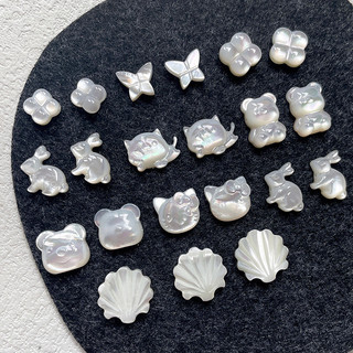 Phụ Kiện Trang Sức DIY Vỏ Tự Nhiên Fritillary Dễ Thương Ngọc Thỏ Mèo Con Lỗ Thẳng Hạt Vòng Tay Vòng Cổ Bông Tai Phụ Kiện