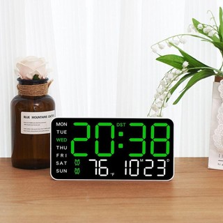 Đồng hồ treo tường điện tử NOOKSTORY, Đồng hồ LED kỹ thuật số nhiệt độ đa chức năng, Điều khiển bằng giọng nói Đồng hồ bàn hiển thị ngày DST cho phòng ngủ