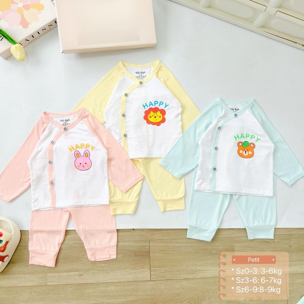 Combo 3/5 bộ dài tay vải thun lạnh PEPTIT cho bé sơ sinh HH in hoạ tiết chất mềm mịn thoáng mát DL013 Đậu Đậu Store