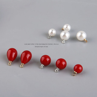 Nhẫn giả ngọc trai giọt nước đỏ, DIY handmade trang sức bông tai và vòng cổ