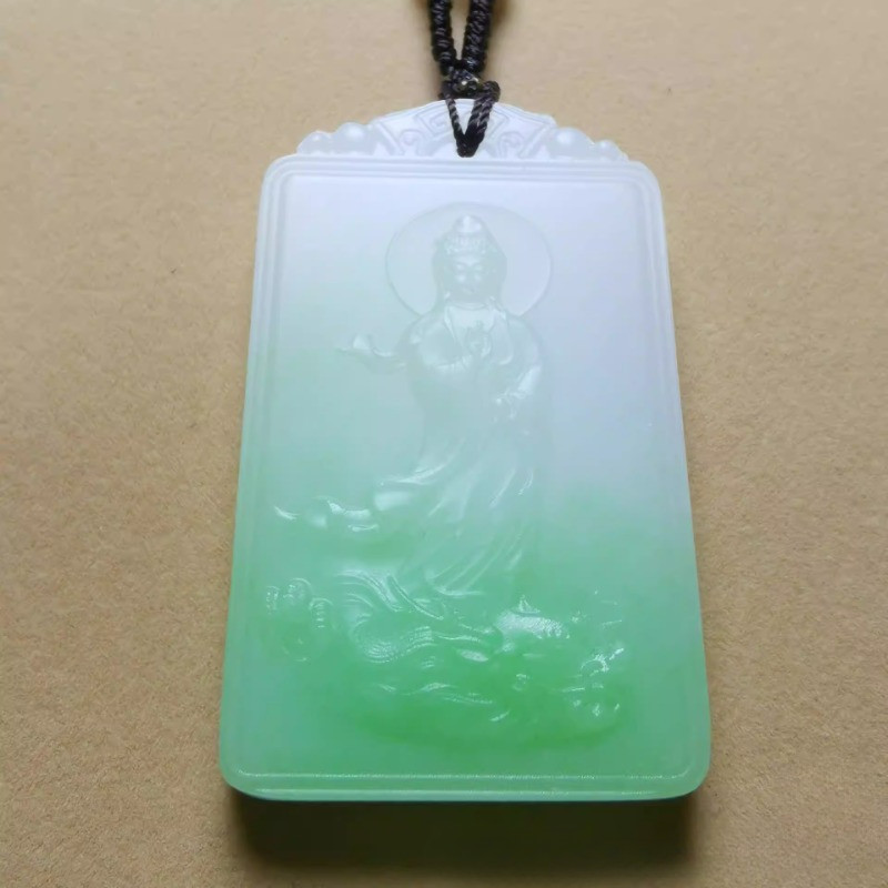 Ngọc lục bảo Maitreya Mặt dây chuyền Phật Ngọc trắng Mặt dây chuyền ngọc bích
