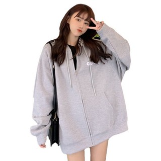 Áo khoác hoodie kéo khóa hợp thời trang xuân thu phong cách Hàn Quốc