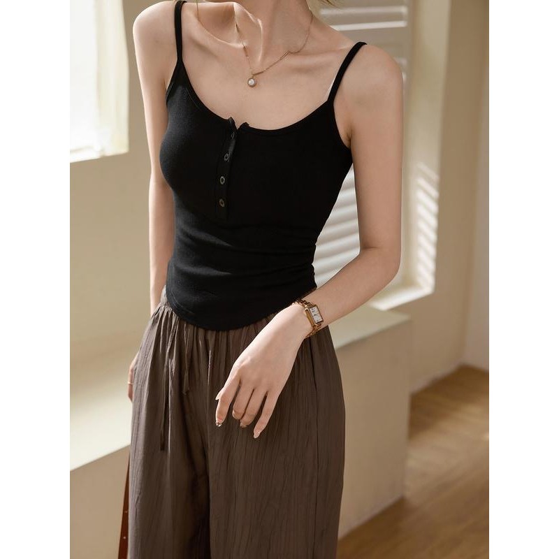 Áo hai dây ôm dáng thiết kế vạt bầu màu trơn thời trang mùa hè cho nữ- A298 Women Top Jean
