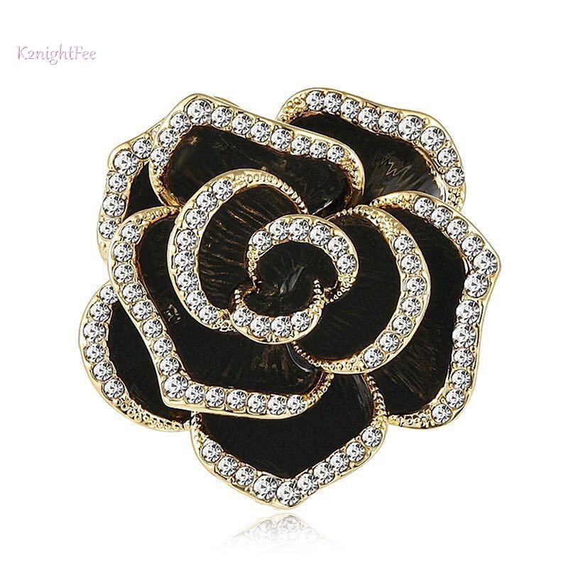 K2nightfee 1 Kim Cương Giả Hoa Camellia Trâm Cài Cho Nữ Men Pin Trang Sức Thời Trang VN