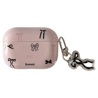 Ins Phong Cách Hàn Quốc Đen Nơ Màu Hồng Dành Cho AirPods Pro2 Vỏ Tai Nghe Apple Bluetooth Không Dây AirPods 1 2 3 Vỏ Mềm Vỏ Bảo Vệ Chống Rơi