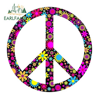 EARLFAMILY 13cm Peace & Flowers Miếng Dán Xe Hơi Kính Chắn Gió Ốp Lưng Xe Máy Ván Trượt Vinyl Decal Chống Trầy Xước Phụ Kiện Xe Hơi Thời Trang