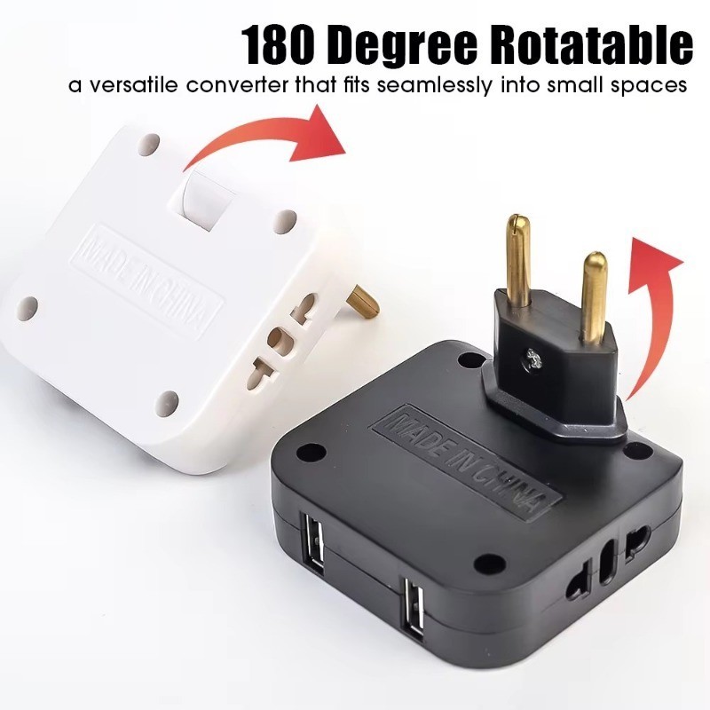 Phích cắm EU - Ổ cắm AC - Phích cắm EU xoay 180 độ - Bộ chuyển đổi ổ cắm USB sang EU 4 trong 1 - Ổ cắm chuyển đổi ổ cắm không dây Mini Mini đa lỗ - Ổ cắm mở rộng Ổ cắm AC