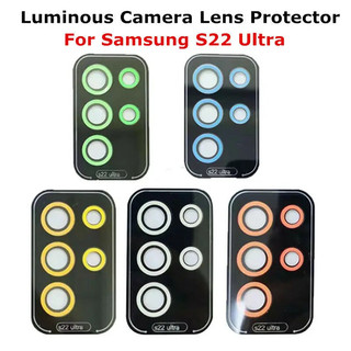Dạ Quang Camshield Kim Loại Kính Cường Lực Camera Vòng Dành Cho Samsung Galaxy S22 S23 S24 Siêu Phát Sáng Ống Kính Phim Bảo Vệ Nắp
