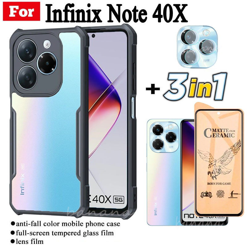 Ốp điện thoại chống sốc 3 trong 1 Infinix Note 40X cho Infinix Note40 5G Phim mờ gốm + Phim ống kính máy ảnh