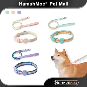 HamshMoc Bộ dây xích và cổ chó có thể điều chỉnh Vòng cổ thú cưng thoải mái với khóa tháo nhanh Dây xích tay cầm mềm bền cho chó nhỏ vừa