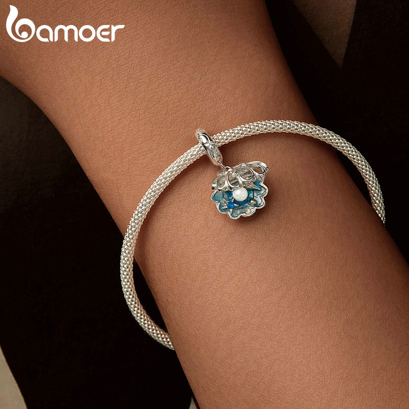 Phụ kiện mặt dây chuyền thiết kế vỏ quyến rũ Bamoer 925 Sterling Sliver cho vòng tay