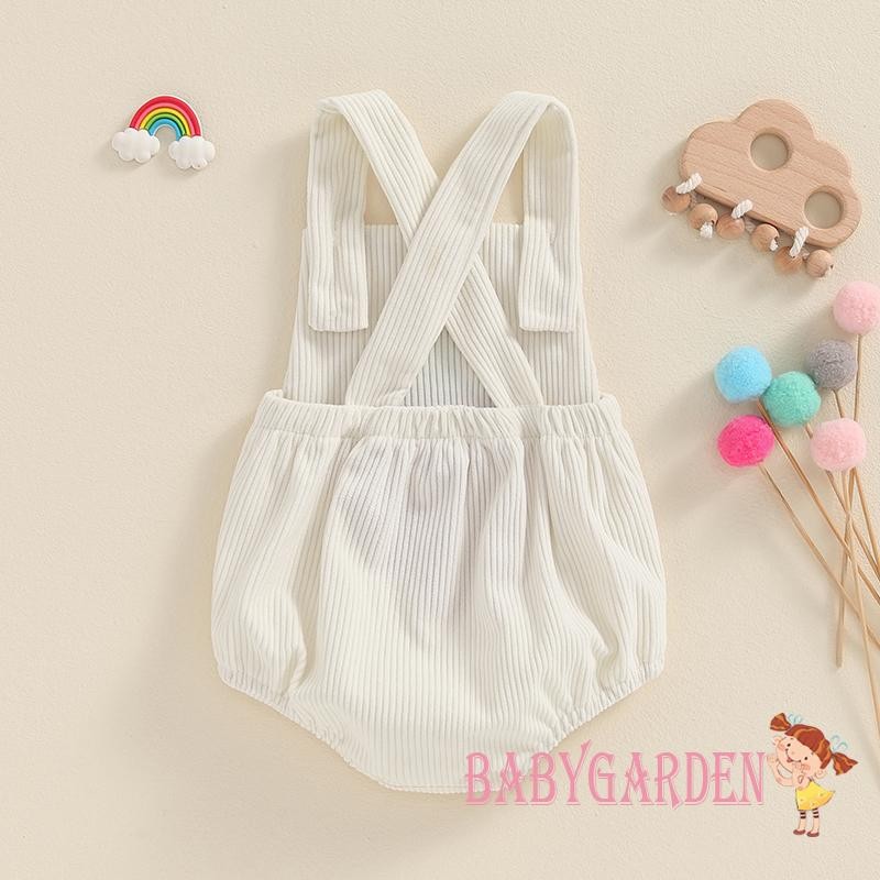 Baga-0-12 tháng tuổi Quần yếm bé gái cầu vồng / dâu tây thêu cổ vuông không tay có gân áo liền quần Quần áo sơ sinh