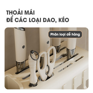 Kệ để đũa dao, kệ nhà bếp đa năng treo tường chất liệu thép carbon không cần khoan đục