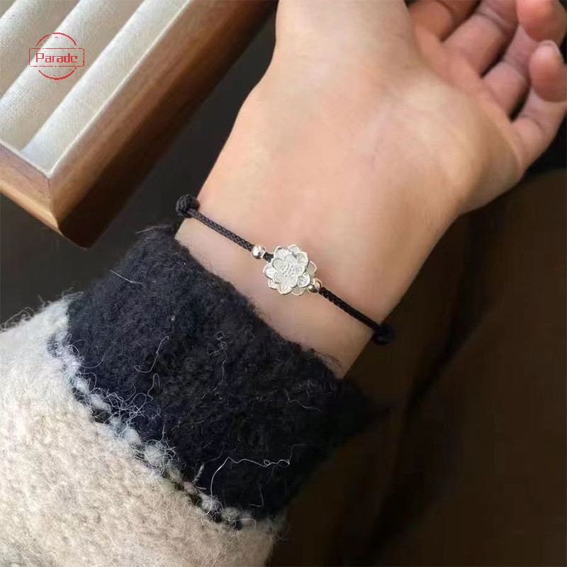 Diễu Hành Phong Cách Trung Hoa Tay Sen May Mắn Lắc Tay Dành Cho Nữ Đơn Giản Tinh Tế Có Thể Điều Chỉnh Vòng Tay Trang Sức Phụ Kiện Quà Tặng VN