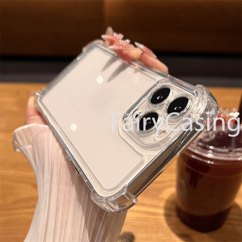Ốp Silicon Trong Suốt Chống Sốc Sang Trọng Cho iPhone 16 15 14 13 12 11 Pro Max X Xs XR Max 7 8 Plus Bốn Góc Chống Rơi Trường Hợp