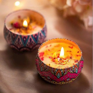 Combo 2 hộp Nến Thơm Tinh Dầu Thiên Nhiên Phong Cách Hoa Khô Thảo Mộc ( mix màu) Decor Dầu Thơm