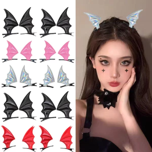 Mới Halloween Phụ Kiện Tóc Bát Cánh Hình Kẹp Tóc Punk Gothic Quỷ Tai Bé Gái Mũ