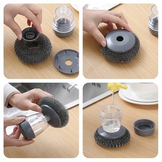 Bàn chải cọ xoong nồi, cọ bếp, cọ rửa bát đĩa có bình đựng xà phòng - Dụng cụ nhà bếp cọ xoong nồi thông minh ALINE