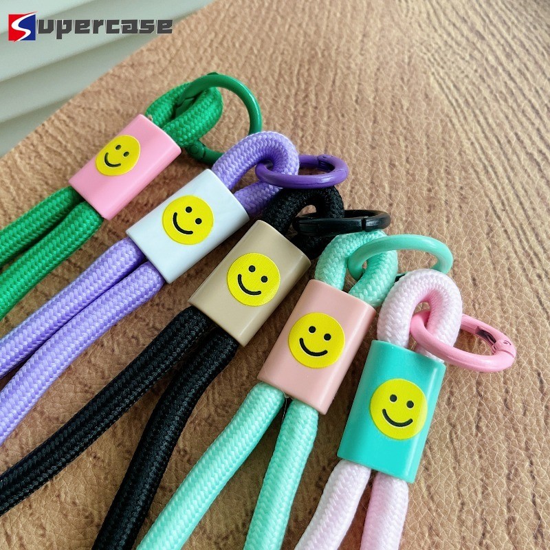 Đơn Giản Bím Tóc Điện Thoại Ngắn Dây Dopamine Nhiều Màu Sắc Mặt Cười Nhãn Dây Ngoài Trời Đa Năng Chống Mất Vỏ Điện Thoại Di Động Dây Buộc