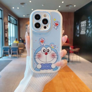 Ốp điện thoại Doremon đơn giản và phong cách cho iPhone 16 / 15 / 14 / 13 / 12 / X / 7 / 11 / Plus / pro Max Vỏ bảo vệ phồng mờ mềm bền chống rơi