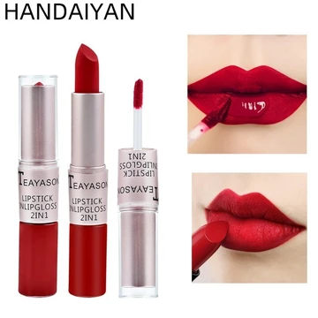 12 Màu 2 Trong 1 Son kem Matte Bean Cream Chống Thấm Nước Gợi Cảm Son kem Đỏ Son kem Nữ Trang Điểm