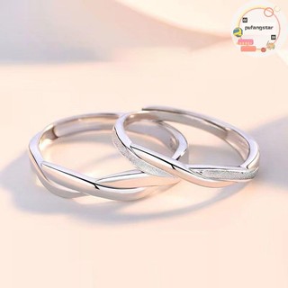 Pufangstar Thời Trang Cặp Đôi Nhẫn Bộ Màu Bạc Đơn Giản Mở Ngón Tay Có Thể Điều Chỉnh Nhẫn Ánh Sáng Trang Sức Dành Cho Nữ Quà Tặng Kỷ Niệm VN