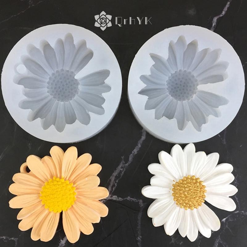 Qrhyk Hoa Cúc Hoa Cúc Khuôn Silicon Có Lỗ Ô Tô Epoxy Handmade Xà Phòng Khuôn DIY Trang Trí Kẹo Đóng Băng Khuôn Mới