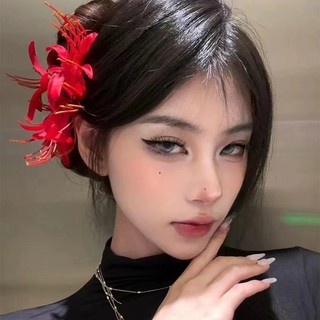 Mũ đội đầu hoa bờ biển cổ điển sườn xám phụ kiện tóc đỏ Trung Quốc mới