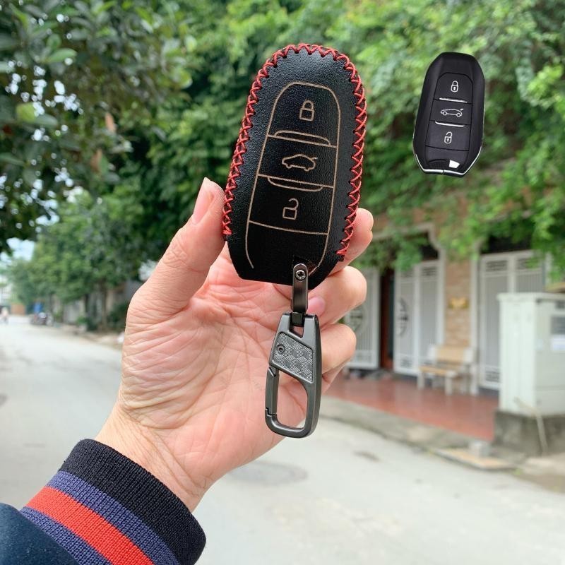 Bao Da Chìa Khoá Peugeot 3008, 5008, 2008 mơi nhất hiện nay handmade da thật