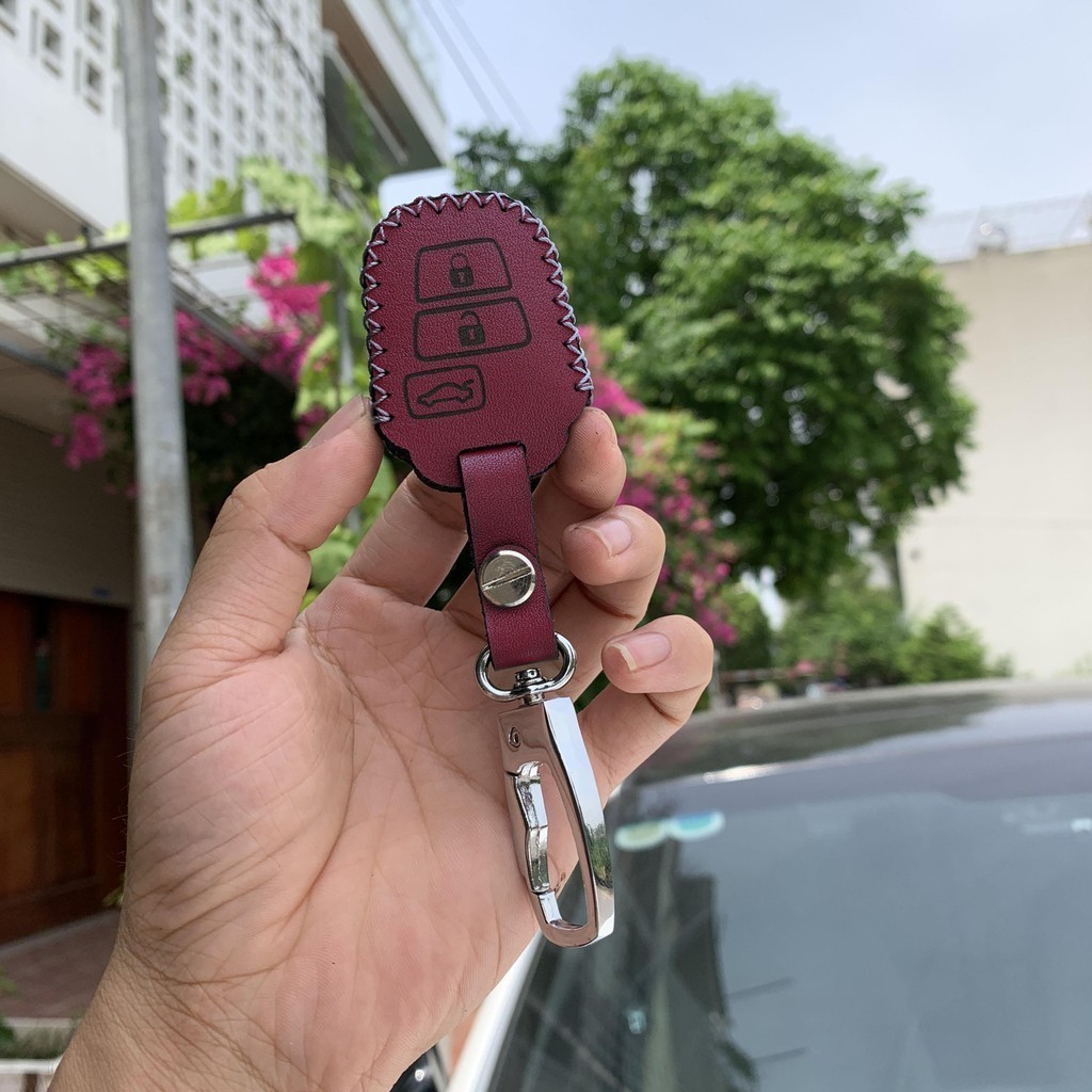 Bao Da Chìa Khóa Ô tô Toyota Vios E 19-21, E&G 14-18, Da Nhập Khẩu, Khâu thủ công