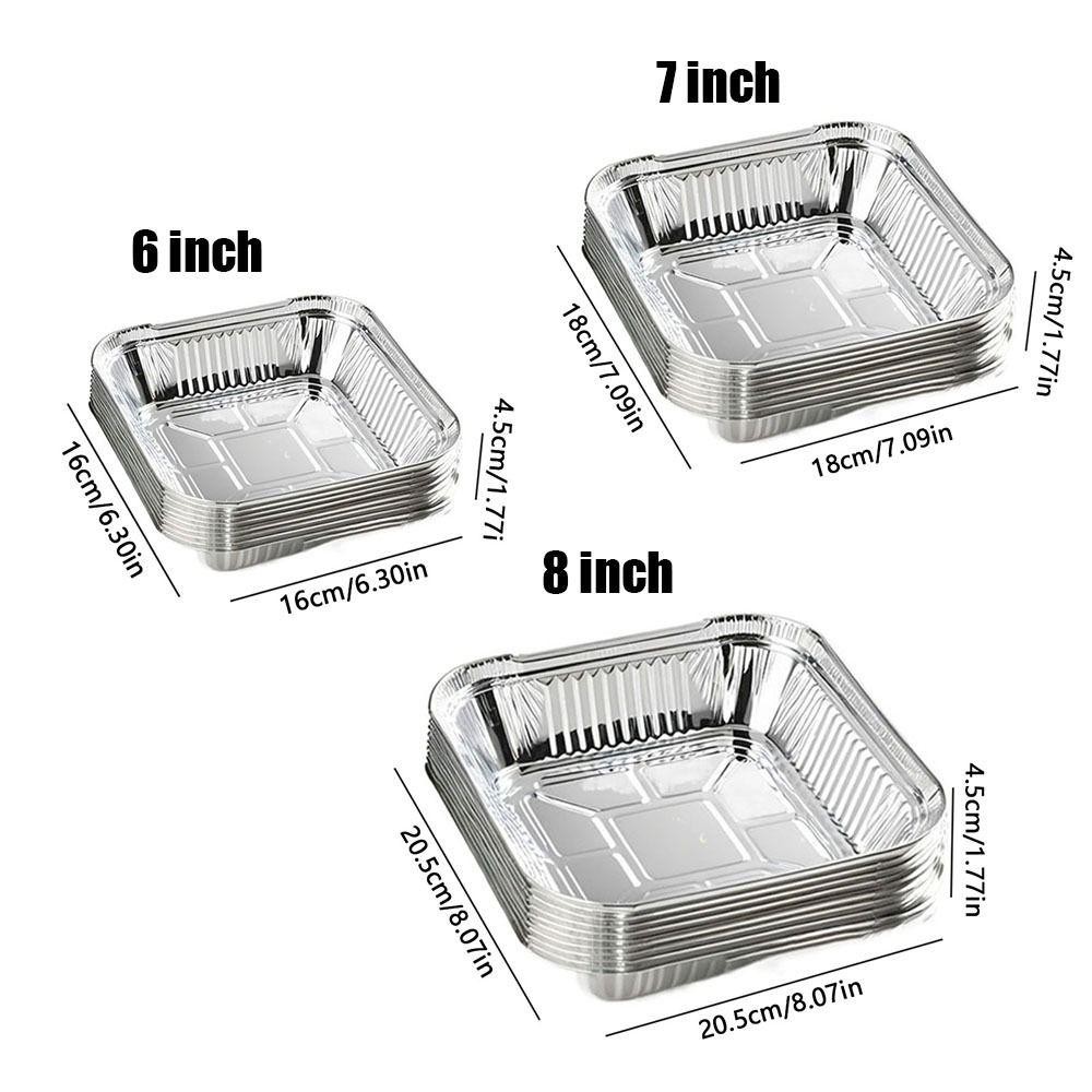 [Vận chuyển nhanh] Hộp giấy nhôm 10 chiếc TỰ NHIÊN, Khay giấy thiếc thực phẩm có thể tái sử dụng chống dính, Dụng cụ nướng bánh BBQ lò nướng 6 / 7 / 8 Inch Khay chiên không khí chống dầu