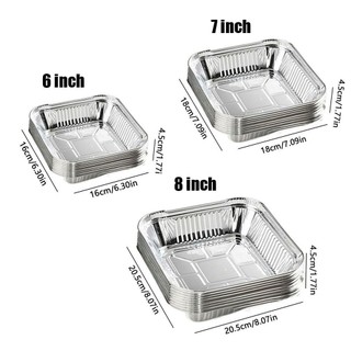 [Giao hàng từ Việt Nam] Hộp giấy nhôm 10 chiếc NOOKSTORY, Dụng cụ nướng bánh BBQ Khay giấy thiếc thực phẩm có thể tái sử dụng, Khay chiên không khí chống dính 6 / 7 / 8 Inch chống dầu