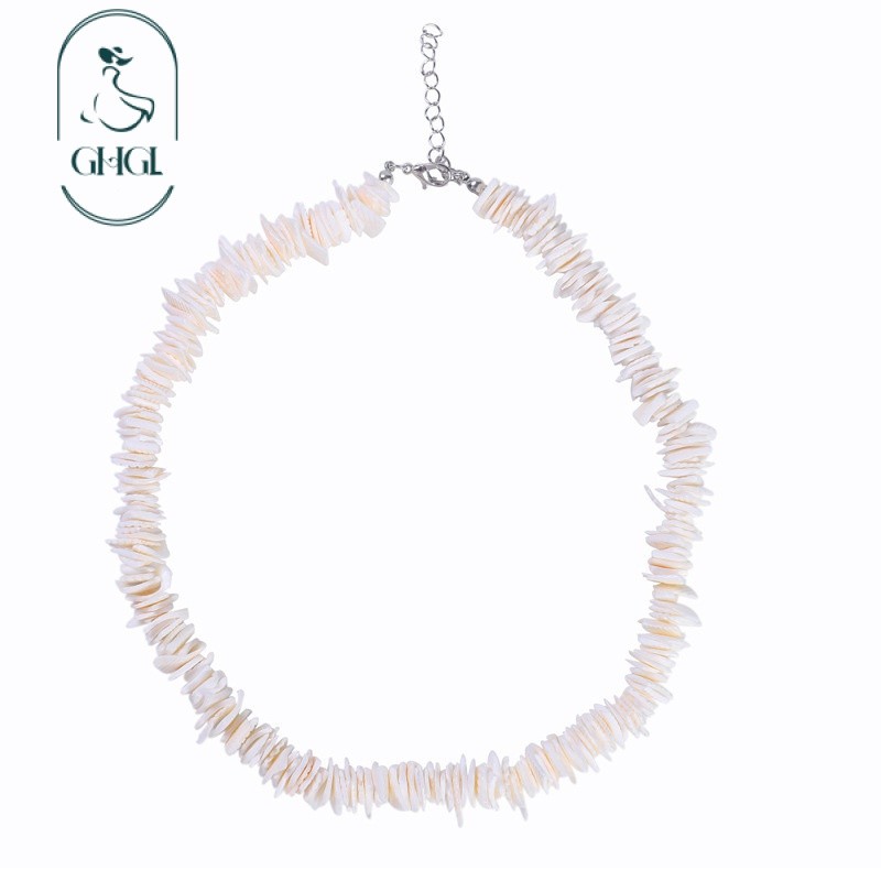 Ghgl❤️ Châu Âu Mỹ Xuyên Biên Giới Thời Trang Tự Nhiên Vỡ Vỏ Vòng Cổ Độc Đáo Handmade Không Đều Vỡ Vỏ Vòng Cổ Xương Đòn Dây Chuyền