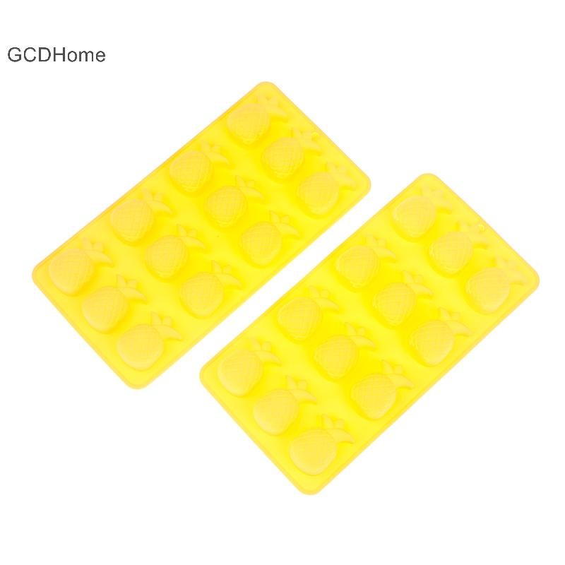 Gcdhome 12 Lỗ Dứa Khuôn Silicon DIY Maker Khay Đá Bánh Sô Cô La Cookie Mousse Muffin Xà Phòng Nướng Khuôn Nóng