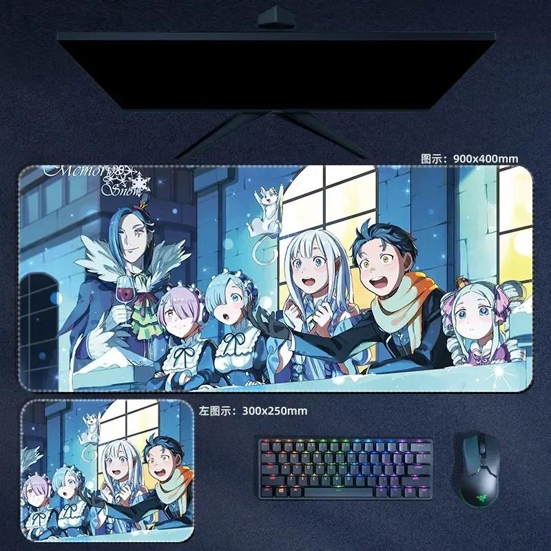 Re 0 Emilia Rem Ram Miếng Lót Chuột Anime Re Zero Life in Another World Large XXL Mousepad Bàn Phím Máy Tính Phụ Kiện Để Bàn Thảm