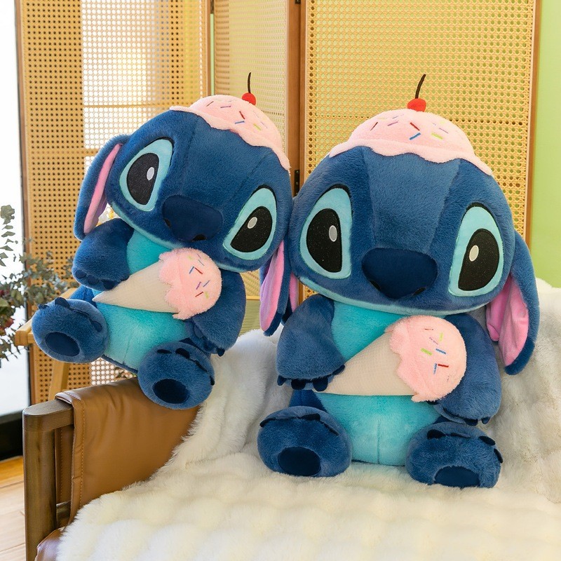 Gấu Bông Stitch Sakura hồng dễ thương, Stitch hồng họa tiết hoa anh đào lông xù cute đáng yêu