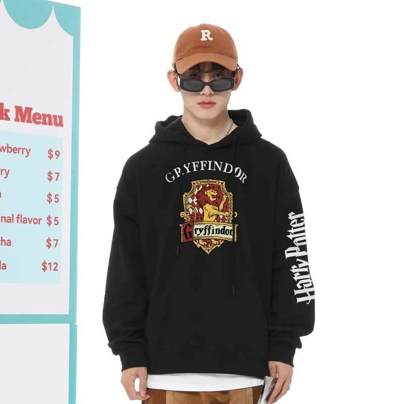 [Giao hàng trong ngày] Cotton Size Lớn Tay Dài Harry Potter Thu Đông Nam Nữ Plus Phong Cách Nhung Mỏng In Hình Mũ T Phù Hợp Với Cặp Đôi Mặc