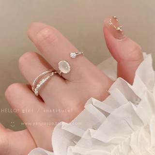 Nhẫn Moonstone dành cho nữ Nhẫn ngón trỏ mở có thể điều chỉnh sang trọng nhẹ nhàng