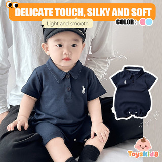 Bộ áo liền quần mềm mại và thoải mái cho bé trai sơ sinh mùa hè Cotton Retro màu trơn vừa vặn (0-24 tháng)