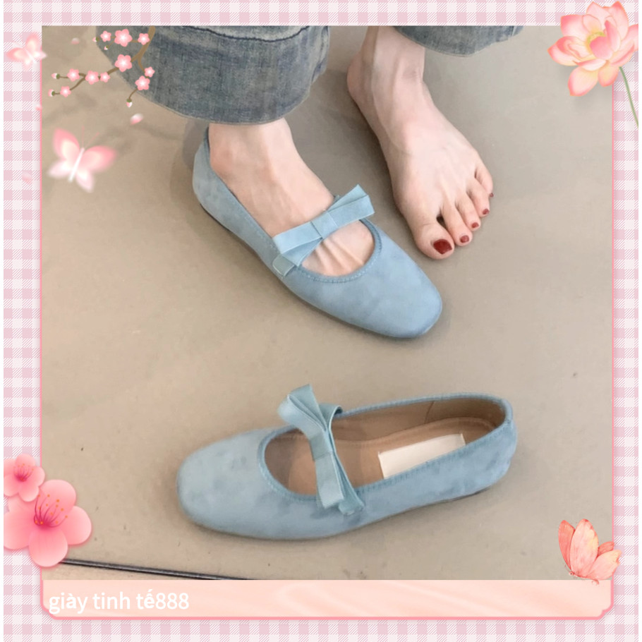 🔥Còn hàng🔥Giày búp bê mềm Giày ballet gót thấp Thiết kế nơ（size35-40）